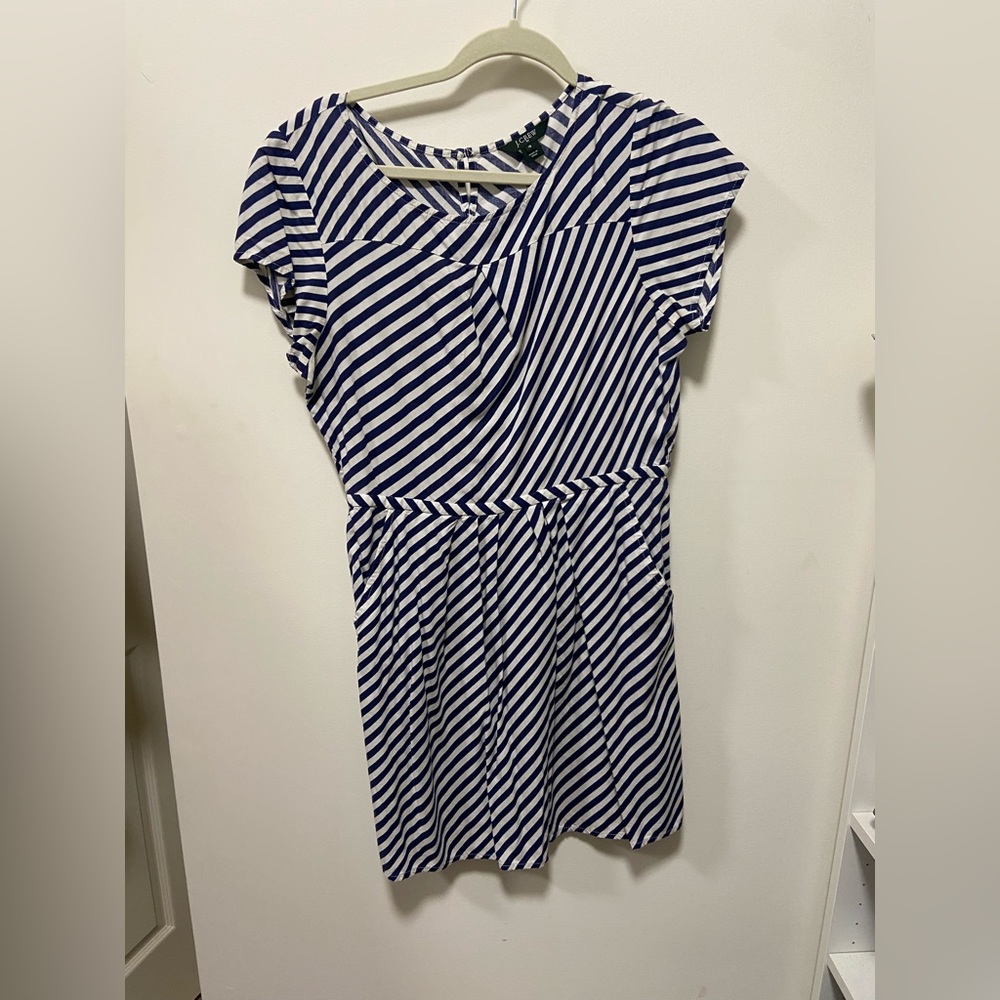 Blue and white stripe dress